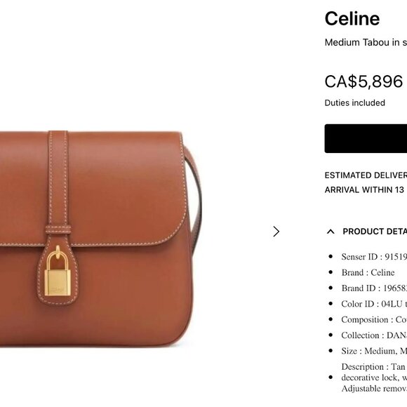 NEW Celine Paris Tabou Medium Bag Safari color - Picture 6 of 17